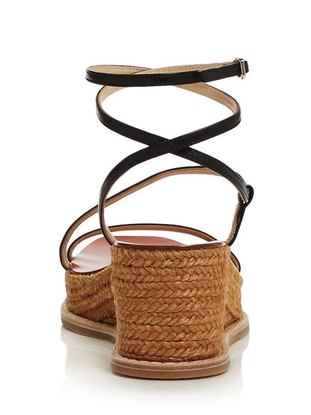 Jimmy Choo Drive 60 Leather Strappy Espadrille Wedge Sandal Black 37.5 7.5 New